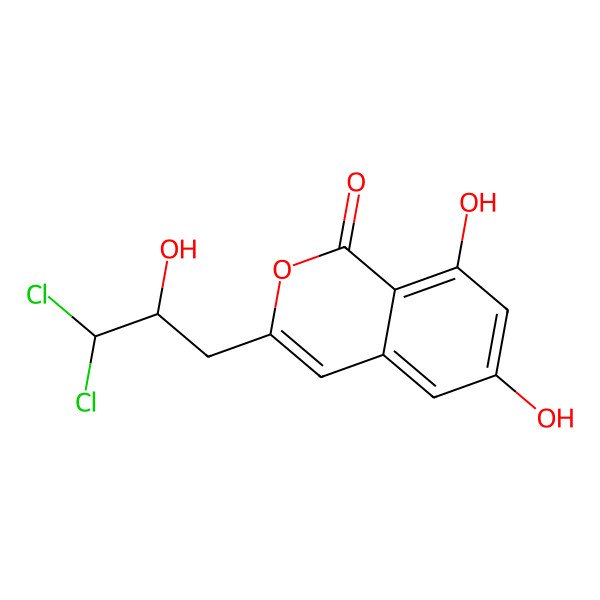 2D Structure of 3-(3,3-Dichloro-2-hydroxypropyl)-6,8-dihydroxyisochromen-1-one 2D Structure of 3-(3,3-Dichloro-2-hydroxypropyl)-6,8-dihydroxyisochromen-1-one