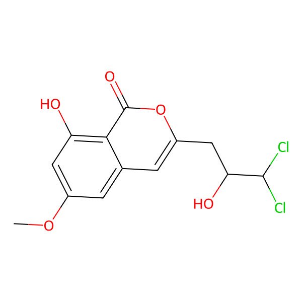 2D Structure of 3-(3,3-Dichloro-2-hydroxypropyl)-8-hydroxy-6-methoxyisochromen-1-one