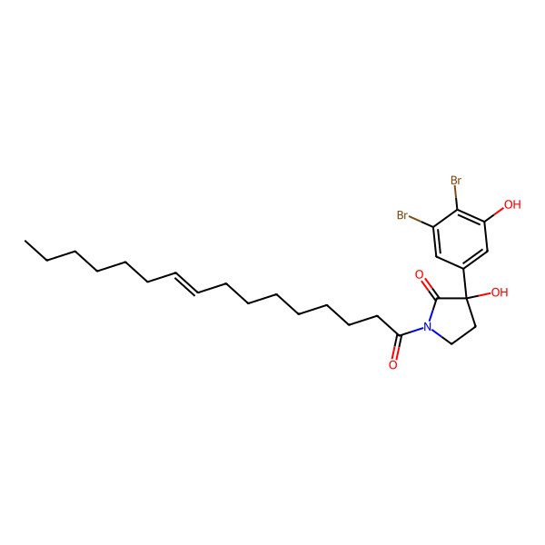 2D Structure of 3-(3,4-Dibromo-5-hydroxyphenyl)-1-hexadec-9-enoyl-3-hydroxypyrrolidin-2-one