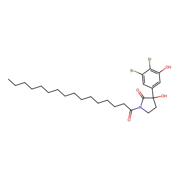 2D Structure of 3-(3,4-Dibromo-5-hydroxyphenyl)-1-hexadecanoyl-3-hydroxypyrrolidin-2-one