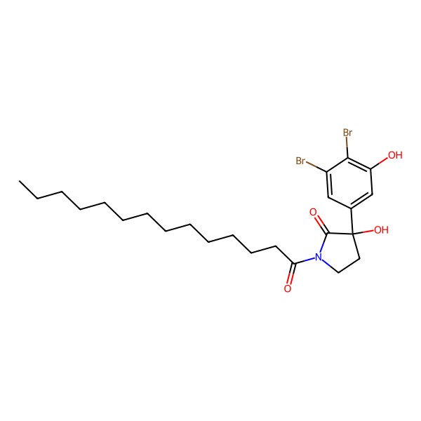 2D Structure of 3-(3,4-Dibromo-5-hydroxyphenyl)-3-hydroxy-1-tetradecanoylpyrrolidin-2-one