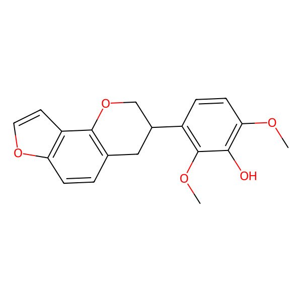 2D Structure of 3-(3,4-dihydro-2H-furo[2,3-h]chromen-3-yl)-2,6-dimethoxyphenol