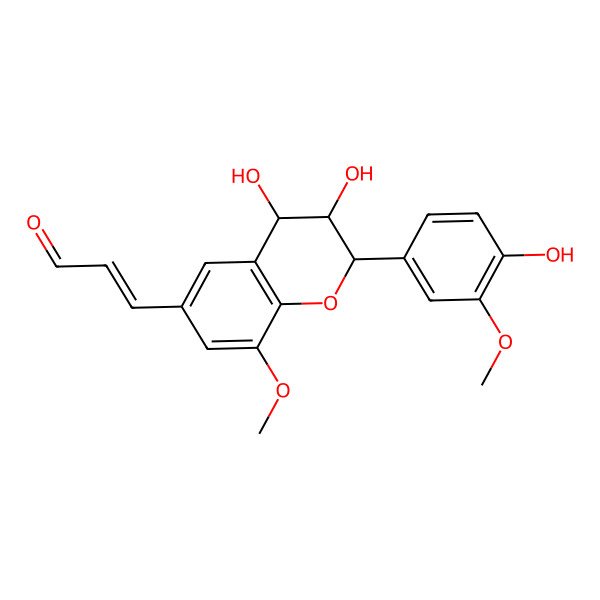 2D Structure of 3-[3,4-dihydroxy-2-(4-hydroxy-3-methoxyphenyl)-8-methoxy-3,4-dihydro-2H-chromen-6-yl]prop-2-enal