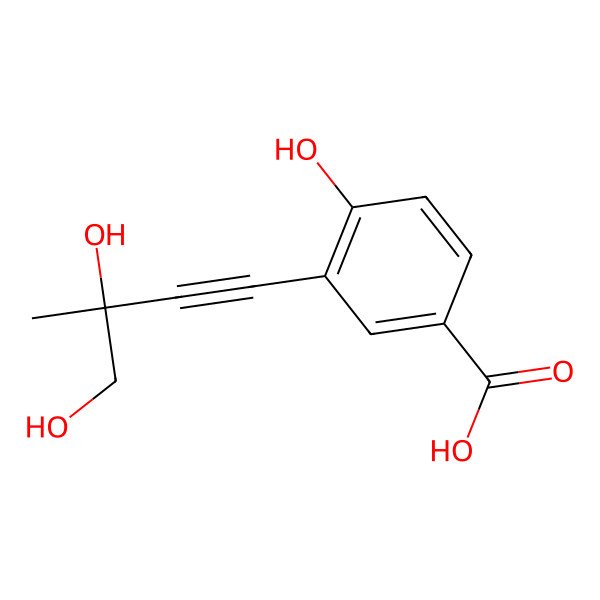 2D Structure of 3-(3,4-Dihydroxy-3-methyl-1-butynyl)-4-hydroxybenzoic acid