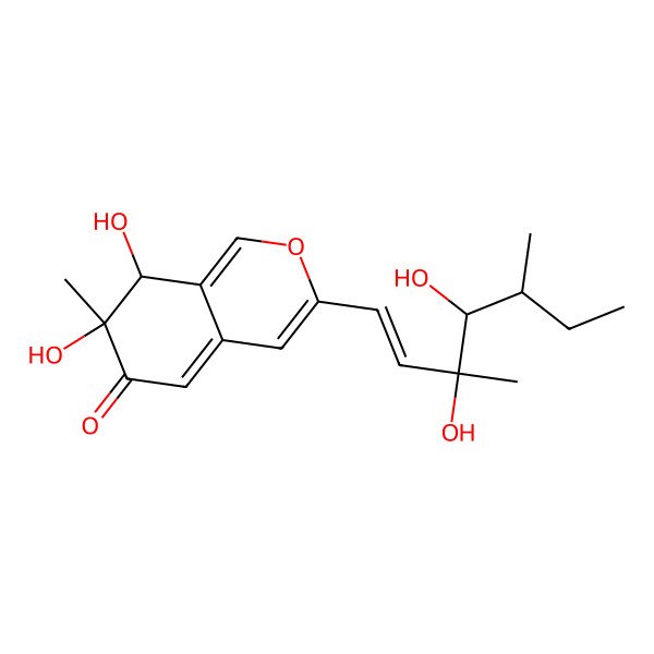 2D Structure of 3-(3,4-dihydroxy-3,5-dimethylhept-1-enyl)-7,8-dihydroxy-7-methyl-8H-isochromen-6-one