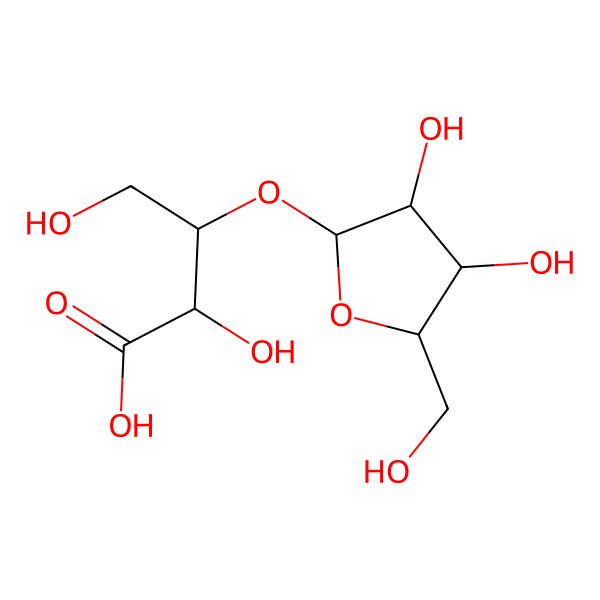 2D Structure of 3-[3,4-Dihydroxy-5-(hydroxymethyl)oxolan-2-yl]oxy-2,4-dihydroxybutanoic acid