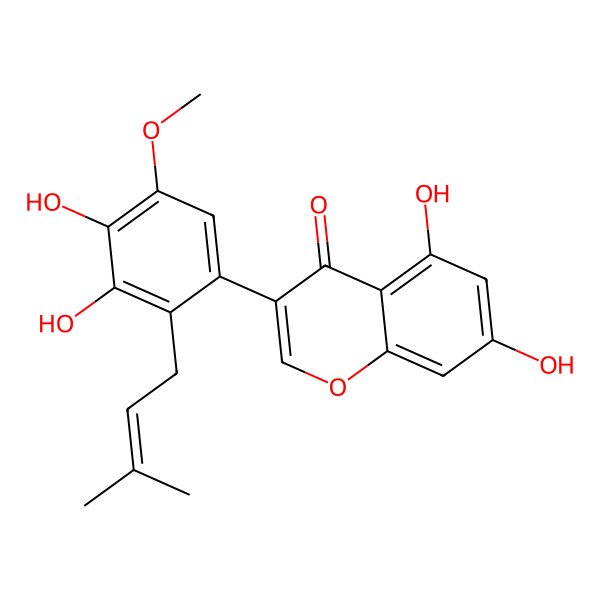 2D Structure of 3-[3,4-Dihydroxy-5-methoxy-2-(3-methylbut-2-enyl)phenyl]-5,7-dihydroxychromen-4-one