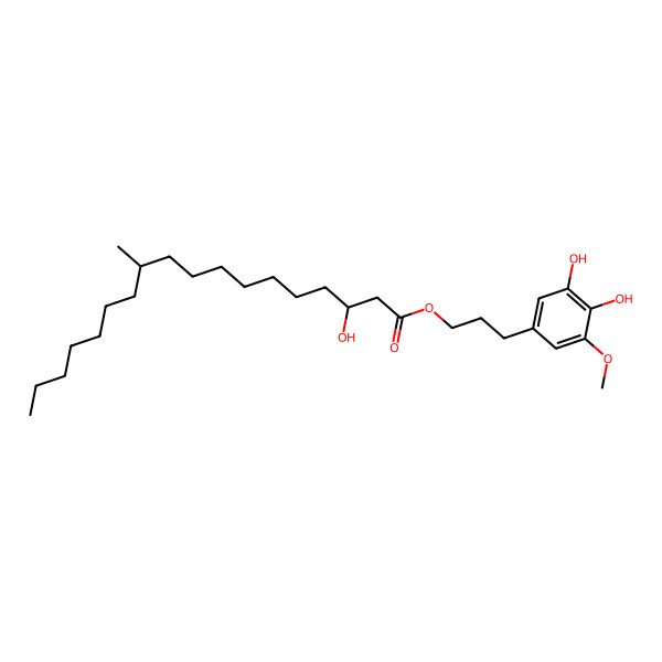2D Structure of 3-(3,4-Dihydroxy-5-methoxyphenyl)propyl 3-hydroxy-11-methyloctadecanoate