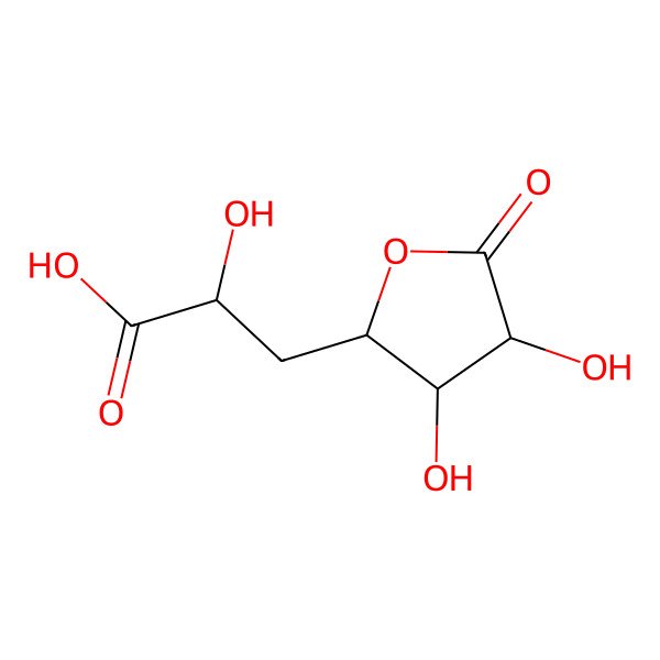 2D Structure of 3-(3,4-Dihydroxy-5-oxooxolan-2-yl)-2-hydroxypropanoic acid
