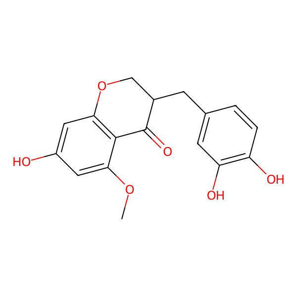 2D Structure of 3-(3,4-Dihydroxybenzyl)-7-hydroxy-5-methoxy-4-chromanone