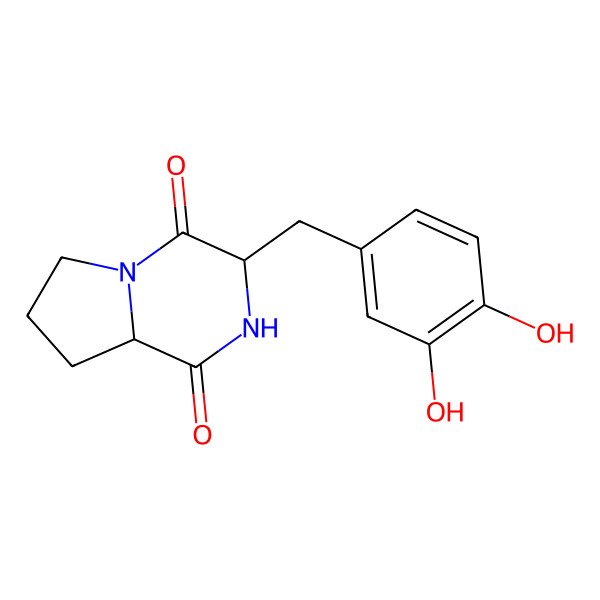2D Structure of 3-(3,4-Dihydroxybenzyl)hexahydropyrrolo[1,2-a]pyrazine-1,4-dione