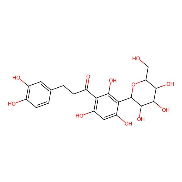 2D Structure of 3-(3,4-Dihydroxyphenyl)-1-(3-beta-D-glucopyranosyl-2,4,6-trihydroxyphenyl)-1-propanone