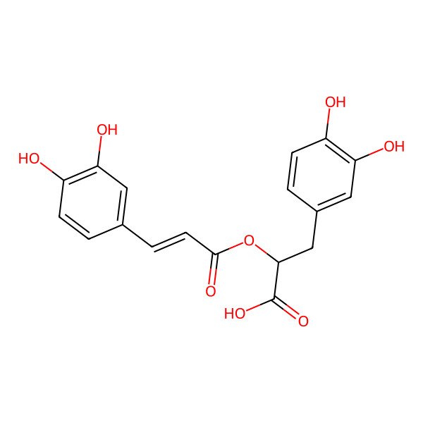 2D Structure of 3-(3,4-dihydroxyphenyl)-2-[(2E)-3-(3,4-dihydroxyphenyl)prop-2-enoyloxy]propanoic acid