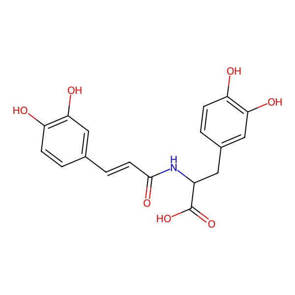 2D Structure of 3-(3,4-Dihydroxyphenyl)-2-[3-(3,4-dihydroxyphenyl)prop-2-enoylamino]propanoic acid