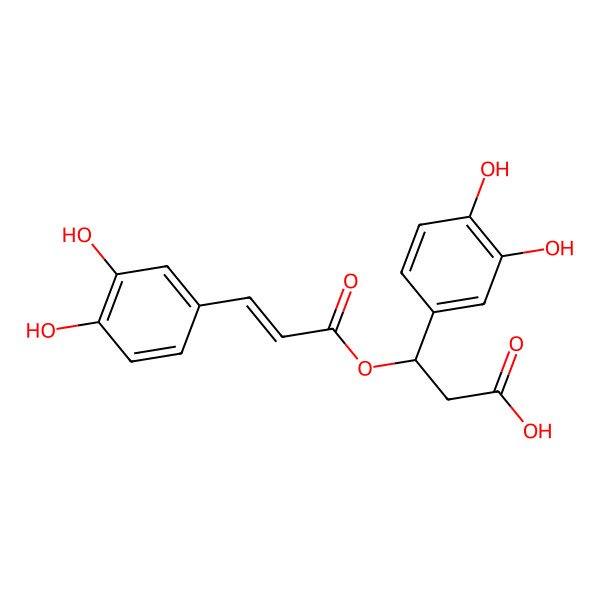 2D Structure of 3-(3,4-Dihydroxyphenyl)-3-[3-(3,4-dihydroxyphenyl)prop-2-enoyloxy]propanoic acid