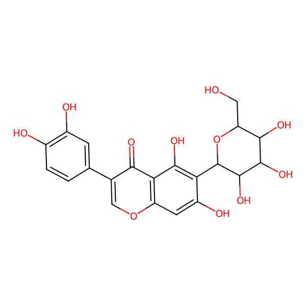 2D Structure of 3-(3,4-Dihydroxyphenyl)-5,7-dihydroxy-6-[3,4,5-trihydroxy-6-(hydroxymethyl)oxan-2-yl]chromen-4-one