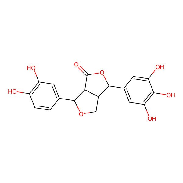 2D Structure of 3-(3,4-dihydroxyphenyl)-6-(3,4,5-trihydroxyphenyl)-3,3a,6,6a-tetrahydro-1H-furo[3,4-c]furan-4-one