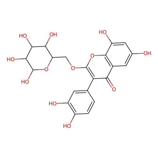 2D Structure of 3-(3,4-Dihydroxyphenyl)-6,8-dihydroxy-2-[(3,4,5,6-tetrahydroxyoxan-2-yl)methoxy]chromen-4-one