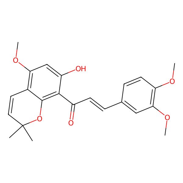 2D Structure of 3-(3,4-Dimethoxyphenyl)-1-(7-hydroxy-5-methoxy-2,2-dimethylchromen-8-yl)prop-2-en-1-one