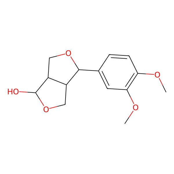 2D Structure of 3-(3,4-Dimethoxyphenyl)-1,3,3a,4,6,6a-hexahydrofuro[3,4-c]furan-6-ol