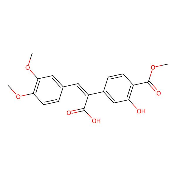 2D Structure of 3-(3,4-Dimethoxyphenyl)-2-(3-hydroxy-4-methoxycarbonylphenyl)prop-2-enoic acid