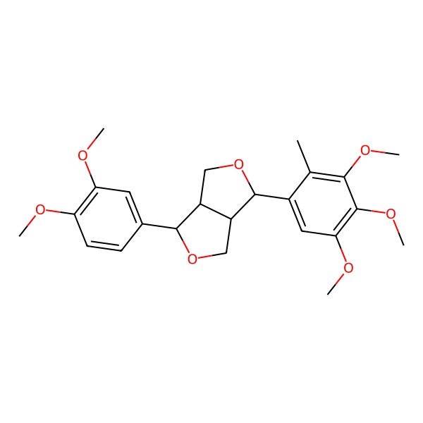2D Structure of 3-(3,4-Dimethoxyphenyl)-6-(3,4,5-trimethoxy-2-methylphenyl)-1,3,3a,4,6,6a-hexahydrofuro[3,4-c]furan