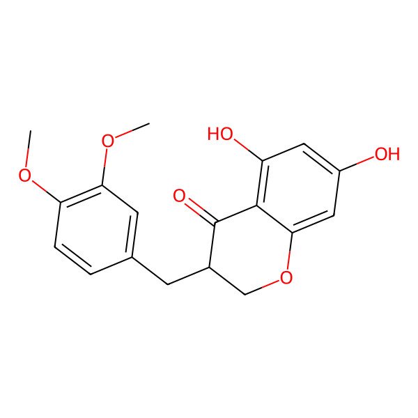 2D Structure of 3-[(3,4-Dimethoxyphenyl)methyl]-5,7-dihydroxy-2,3-dihydrochromen-4-one