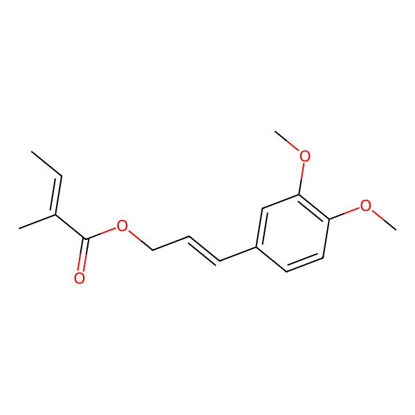 2D Structure of 3-(3,4-Dimethoxyphenyl)prop-2-enyl 2-methylbut-2-enoate