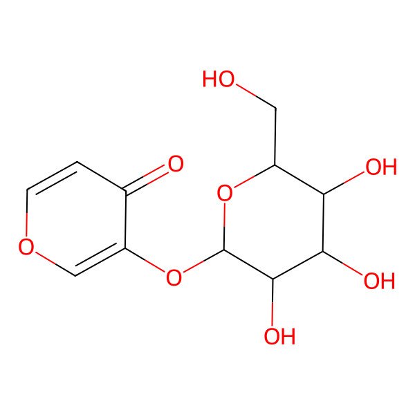 2D Structure of 3-[3,4,5-Trihydroxy-6-(hydroxymethyl)oxan-2-yl]oxypyran-4-one