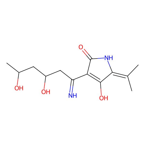 2D Structure of 3-(3,5-Dihydroxyhexanimidoyl)-4-hydroxy-5-propan-2-ylidenepyrrol-2-one