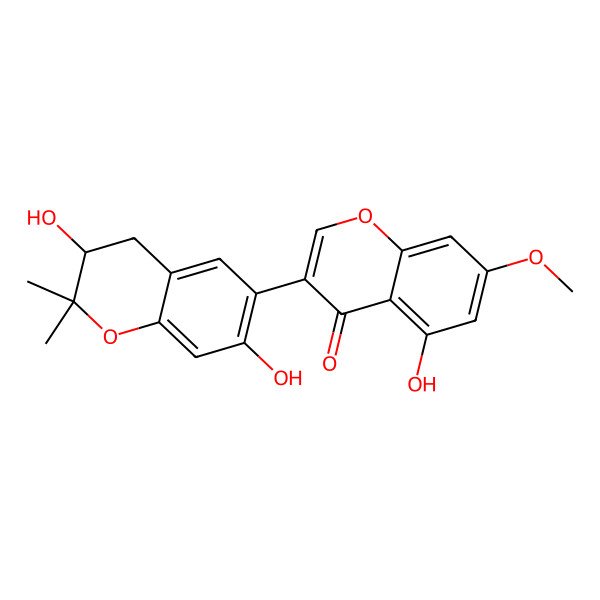 2D Structure of 3-(3,7-Dihydroxy-2,2-dimethyl-3,4-dihydrochromen-6-yl)-5-hydroxy-7-methoxychromen-4-one