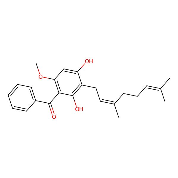 2D Structure of [3-(3,7-Dimethyl-2,6-octadienyl)-2,4-dihydroxy-6-methoxyphenyl]phenylmethanone