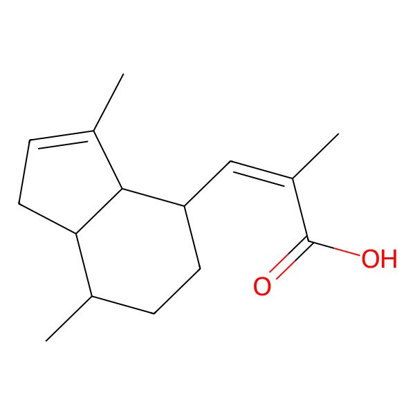 2D Structure of 3-(3,7-dimethyl-3a,4,5,6,7,7a-hexahydro-1H-inden-4-yl)-2-methylprop-2-enoic acid
