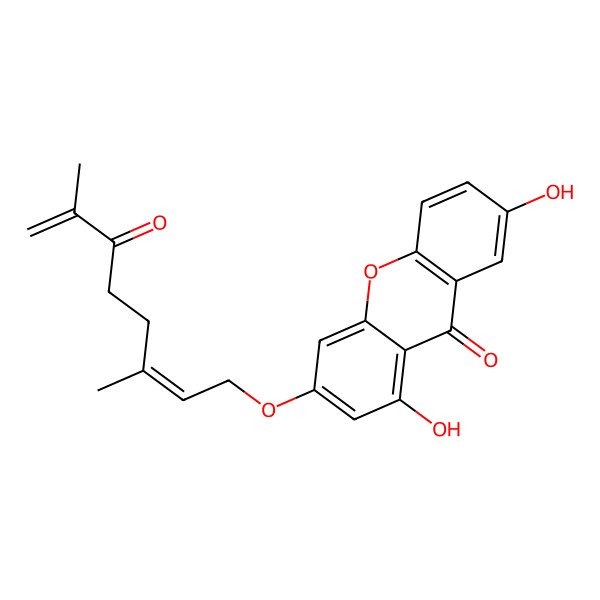 2D Structure of 3-(3,7-Dimethyl-6-oxoocta-2,7-dienoxy)-1,7-dihydroxyxanthen-9-one 2D Structure of 3-(3,7-Dimethyl-6-oxoocta-2,7-dienoxy)-1,7-dihydroxyxanthen-9-one