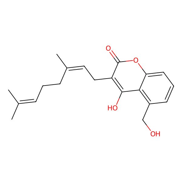 2D Structure of 3-(3,7-Dimethylocta-2,6-dienyl)-4-hydroxy-5-(hydroxymethyl)chromen-2-one