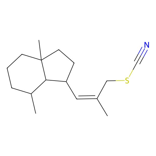 2D Structure of [3-(3a,7-Dimethyl-1,2,3,4,5,6,7,7a-octahydroinden-1-yl)-2-methylprop-2-enyl] thiocyanate