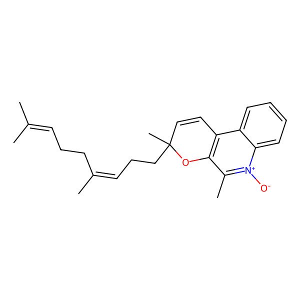 2D Structure of 3-[(3E)-4,8-dimethylnona-3,7-dienyl]-3,5-dimethyl-6-oxidopyrano[2,3-c]quinolin-6-ium