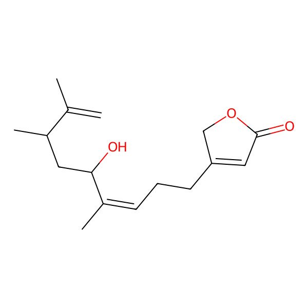 2D Structure of 3-[(3E,5R,7S)-5-hydroxy-4,7,8-trimethylnona-3,8-dienyl]-2H-furan-5-one
