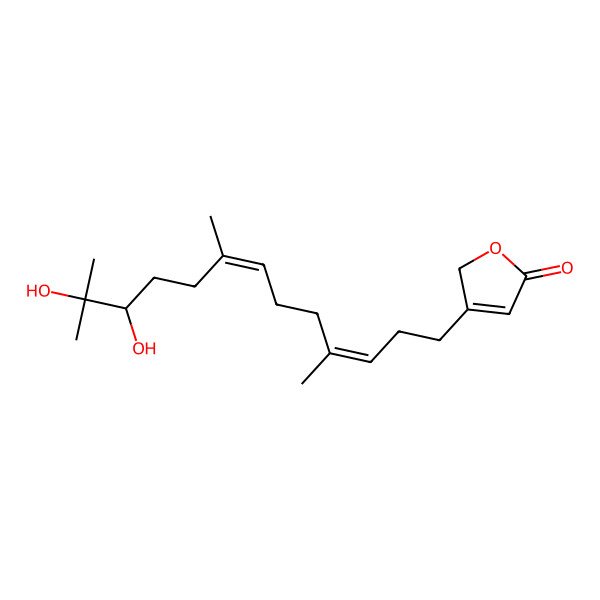 2D Structure of 3-[(3E,7E,11S)-11,12-dihydroxy-4,8,12-trimethyltrideca-3,7-dienyl]-2H-furan-5-one