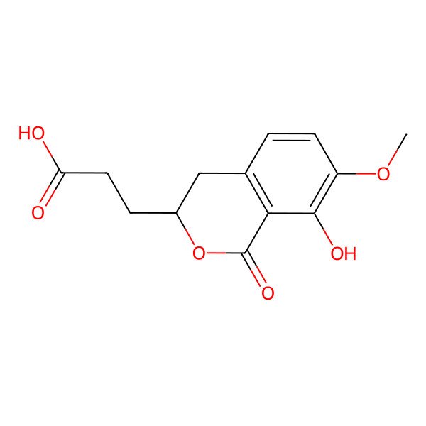 2D Structure of 3-[(3R)-8-hydroxy-7-methoxy-1-oxo-3,4-dihydroisochromen-3-yl]propanoic acid