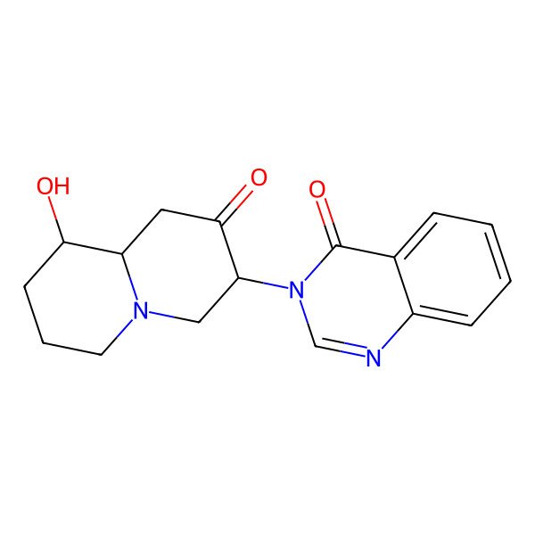 2D Structure of 3-[(3R,9S,9aR)-9-hydroxy-2-oxo-1,3,4,6,7,8,9,9a-octahydroquinolizin-3-yl]quinazolin-4-one