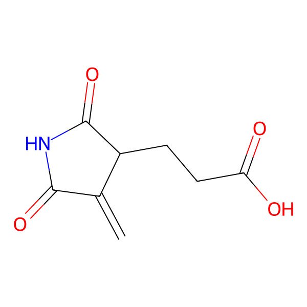 2D Structure of 3-[(3S)-4-methylidene-2,5-dioxopyrrolidin-3-yl]propanoic acid