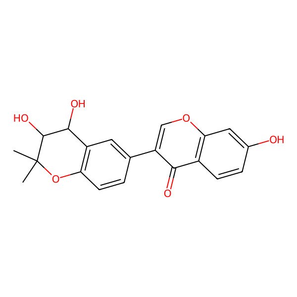 2D Structure of 3-[(3S,4S)-3,4-dihydroxy-2,2-dimethyl-3,4-dihydrochromen-6-yl]-7-hydroxychromen-4-one