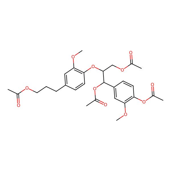2D Structure of 3-[4-[1,3-Diacetyloxy-1-(4-acetyloxy-3-methoxyphenyl)propan-2-yl]oxy-3-methoxyphenyl]propyl acetate