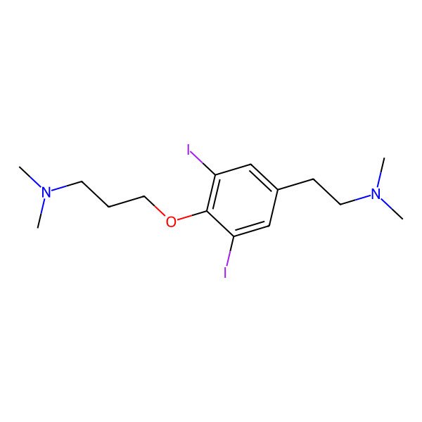 2D Structure of 3-[4-[2-(dimethylamino)ethyl]-2,6-diiodophenoxy]-N,N-dimethylpropan-1-amine