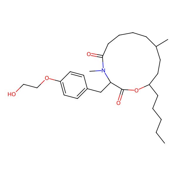 2D Structure of 3-[[4-(2-Hydroxyethoxy)phenyl]methyl]-4,10-dimethyl-13-pentyl-1-oxa-4-azacyclotridecane-2,5-dione