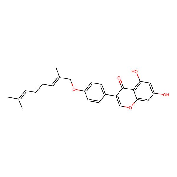 2D Structure of 3-[4-(2,7-Dimethylocta-2,6-dienoxy)phenyl]-5,7-dihydroxychromen-4-one