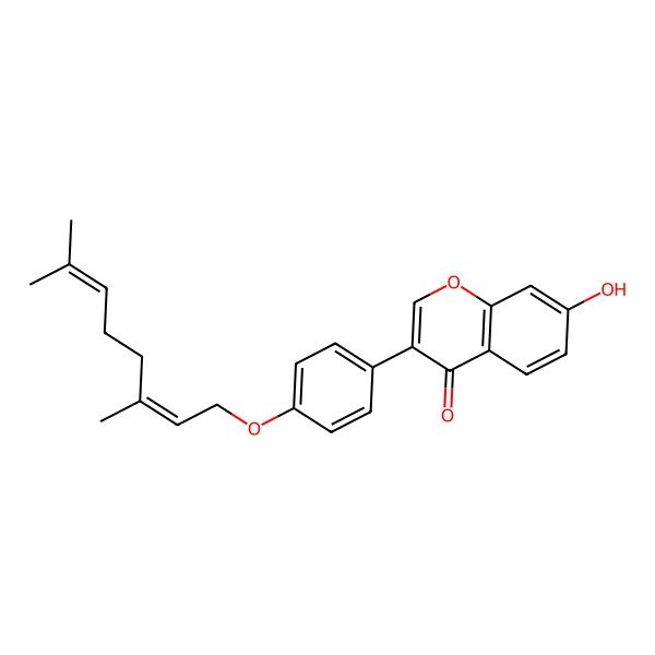 2D Structure of 3-[4-[(2E)-3,7-dimethylocta-2,6-dienoxy]phenyl]-7-hydroxychromen-4-one