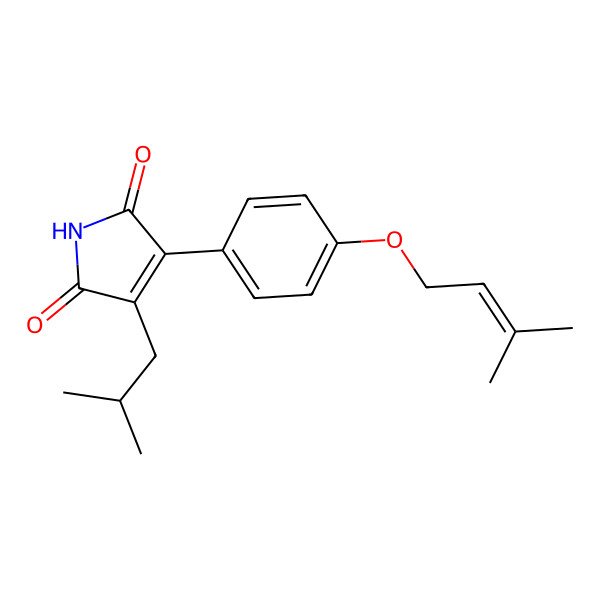 2D Structure of 3-[4-(3-Methylbut-2-enoxy)phenyl]-4-(2-methylpropyl)pyrrole-2,5-dione