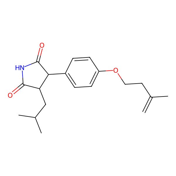 2D Structure of 3-[4-(3-Methylbut-3-enoxy)phenyl]-4-(2-methylpropyl)pyrrolidine-2,5-dione